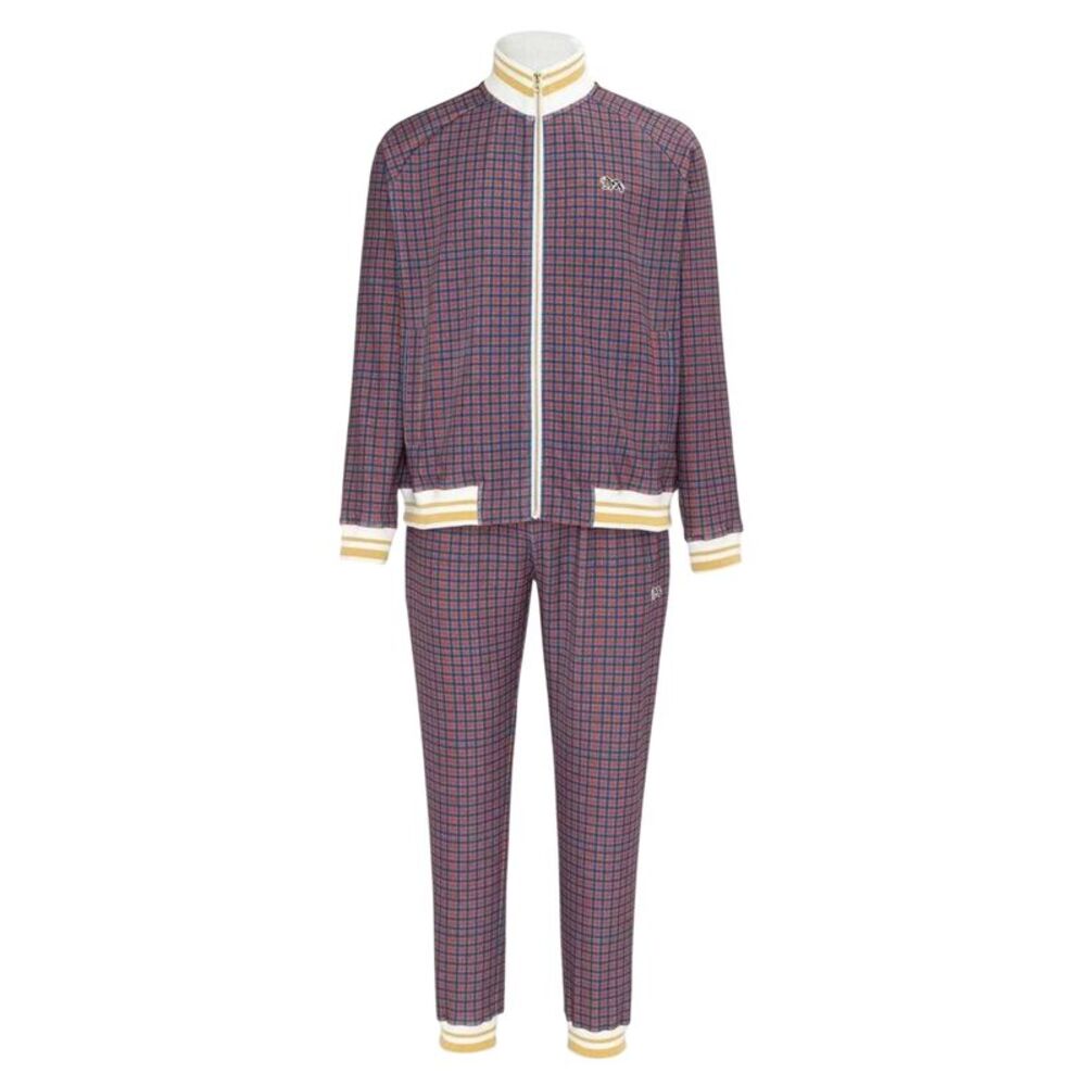 Lonsdale Mens Check Plaid Tracksuit / Red